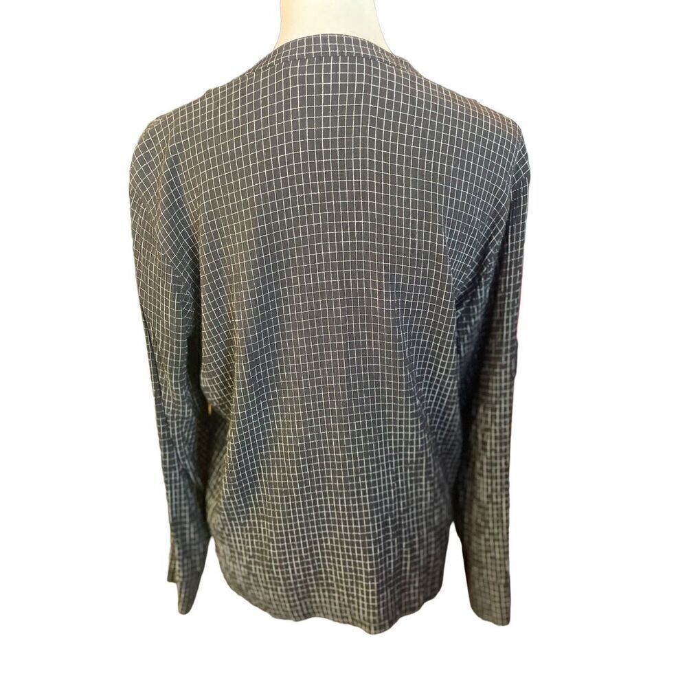 Liz Claiborne Women's Black & White Checkered Button-Down Long Sleeve Blouse/Sha - Picture 2 of 9